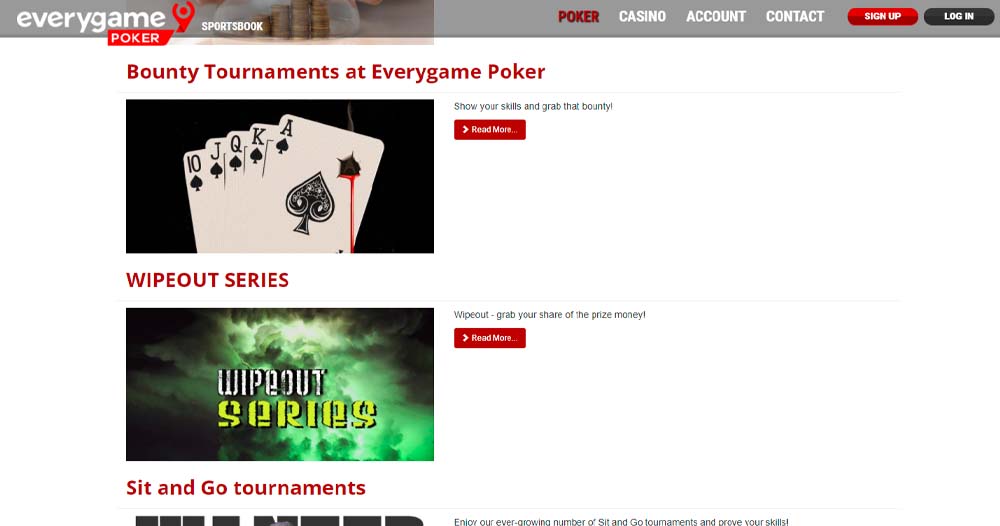 Everygame Poker tournaments, online poker tournaments