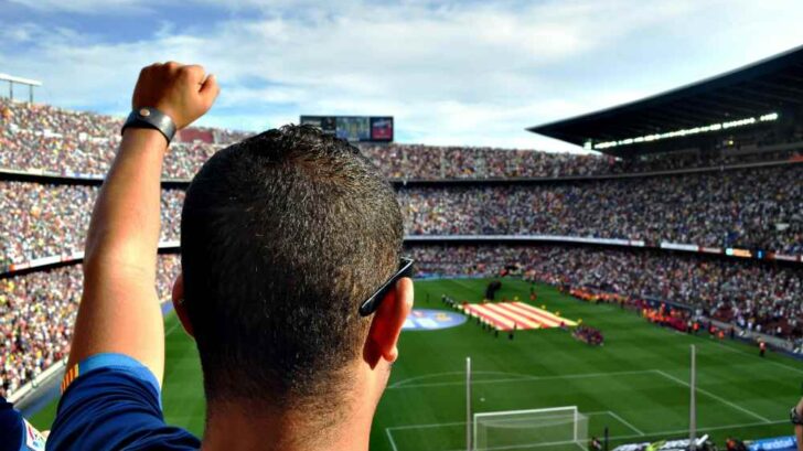 football fan in camp nou barcelona
