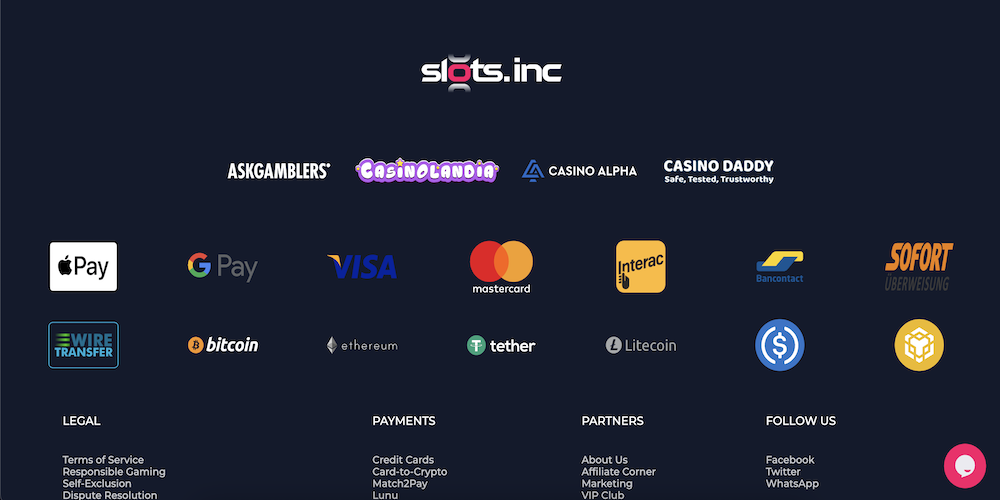 Review about Slots.inc Casino Game Selection